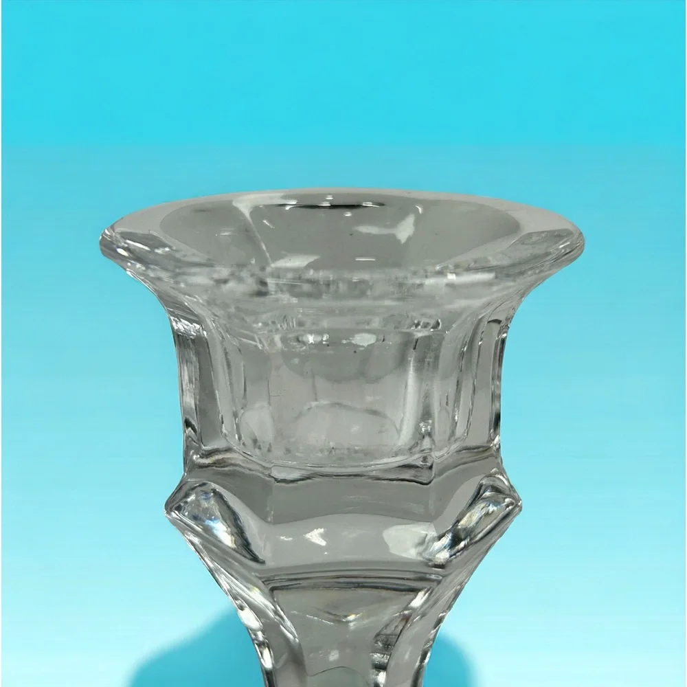 Vintage Libbey Lead Crystal Candle Holder 4-1/4 inches Tall Clear Glass Lead